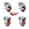 Service Caster 3 Inch Red Polyurethane Swivel Top Plate Caster Set with 2 Brakes 2 Rigid SCC SCC-20S314-PPUB-RED-TLB-2-R314-2 - alternate 2